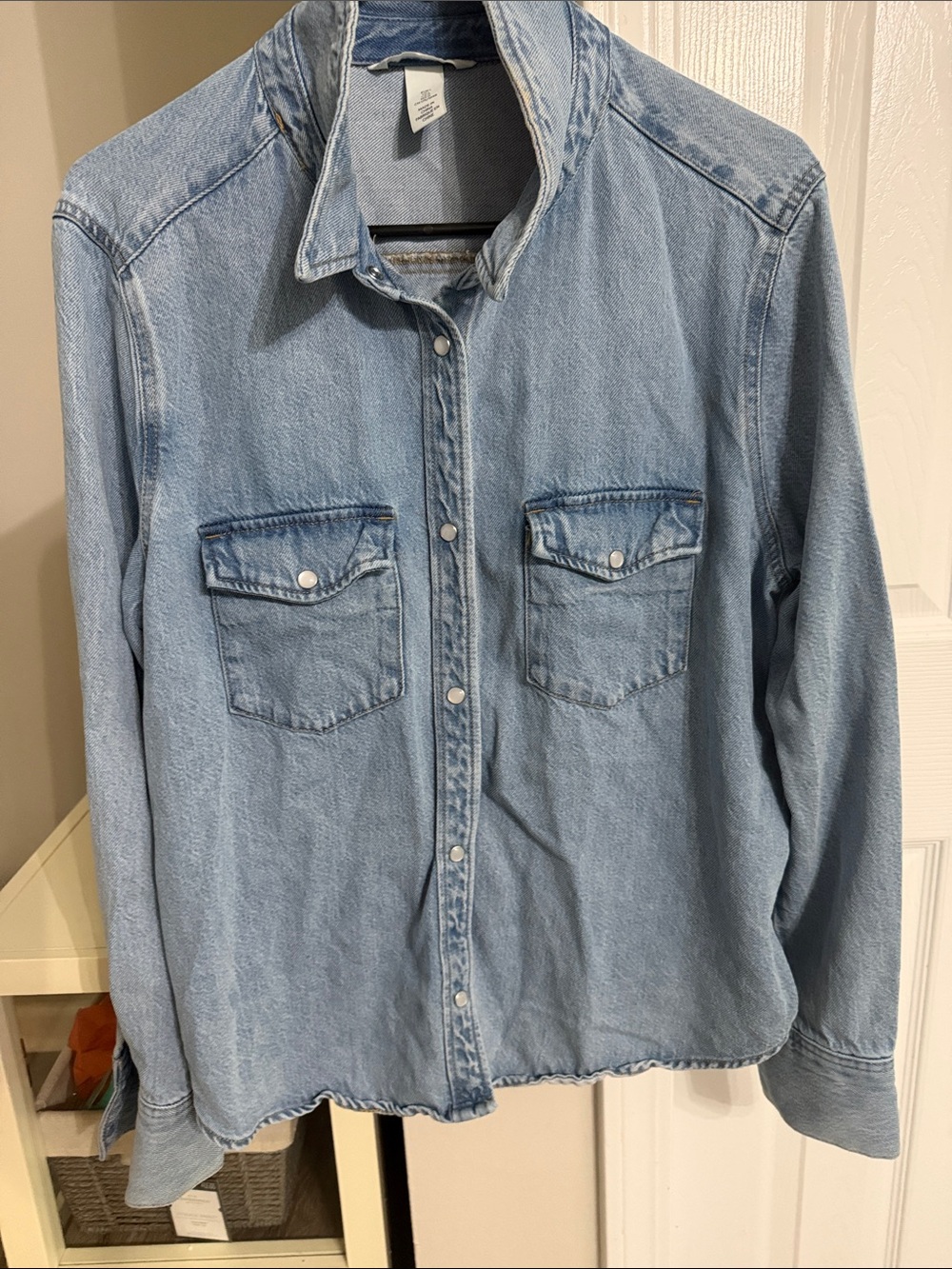 H&M Light Wash Denim Button-Front Shirt